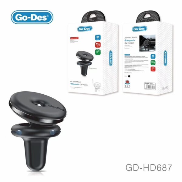 Go-Des Magnetic car phone holder Wire clip Design Air Vent Mount Type Universal Car Air Vent Dual Clips