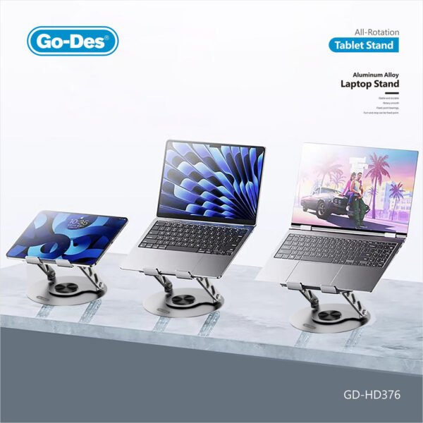 Go-Des 360° Rotating Aluminum Laptop Tablet Stand