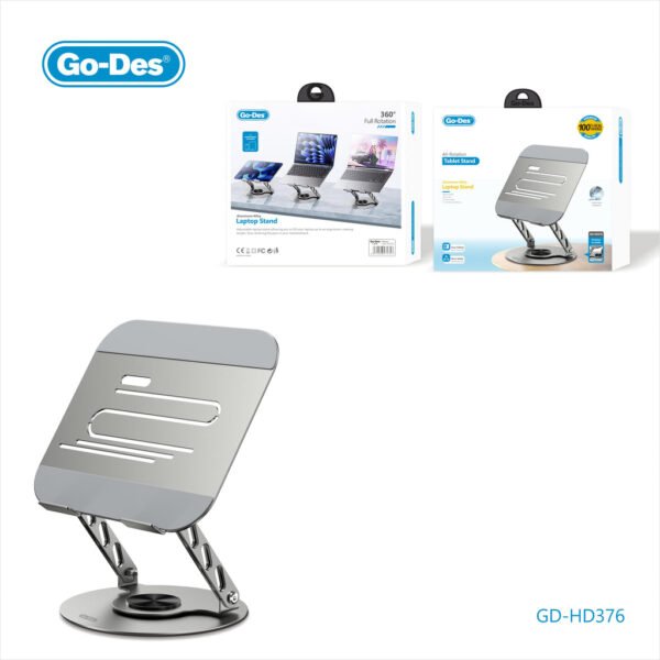 Go-Des 360° Rotating Aluminum Laptop Tablet Stand