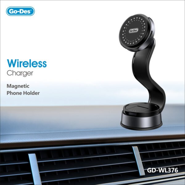 Go-Des 15W Magnetic Wireless Charger Mount 360° Rotating Dashboard Bracket