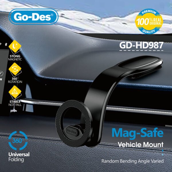 Go-Des Arbitrary Bending MagSafe Car Mount 360° Folding Magnetic Stand for with Memory Alloy Arm