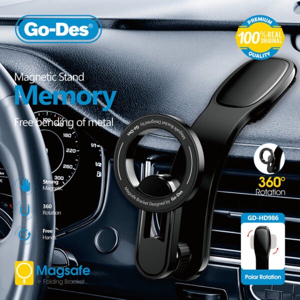 Go-Des MagSafe Folding Car Mount Arbitrary Bending 360° Rotation
