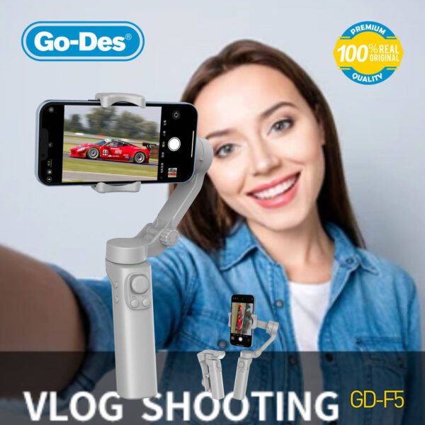 Go-Des 3 Axis Foldable APP Control Handheld Gimbal Face Object Tracking Stabilizer for Vlog Live Video