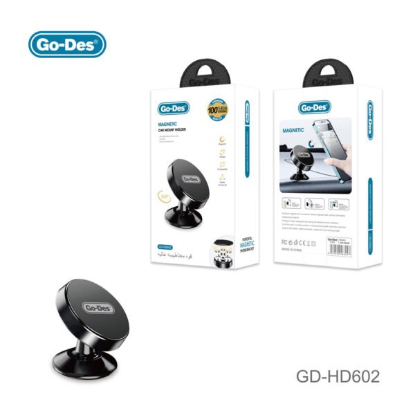 Go-Des Magnetic Car Mount Holder 360 Rotation 3M Adhesive Strong Magnet Dashboard Phone Stand