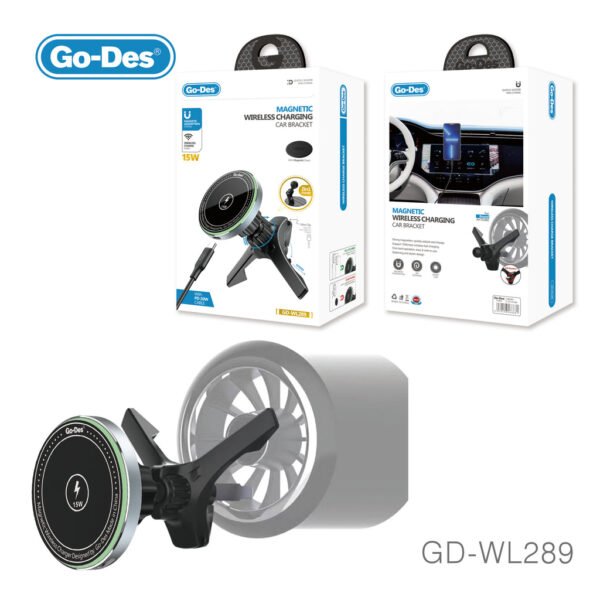 Go-Des 3in1 Wirelesss Charger 15W Qi Fast Charging Mag Safe Magnetic Car Phone Holder Wireless Charger