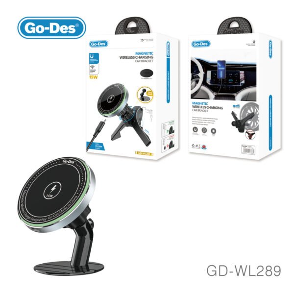 Go-Des 3in1 Wirelesss Charger 15W Qi Fast Charging Mag Safe Magnetic Car Phone Holder Wireless Charger